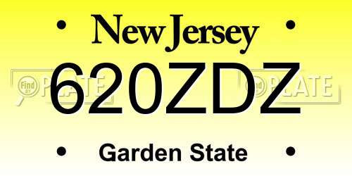 620ZDZ New Jersey License Plate