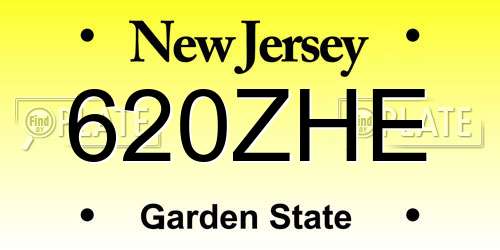 620ZHE New Jersey License Plate