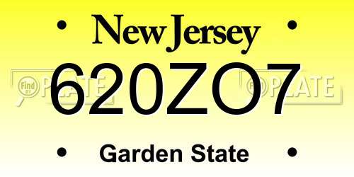 620ZO7 New Jersey License Plate