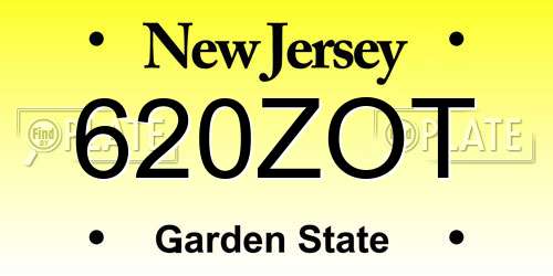 620ZOT New Jersey License Plate