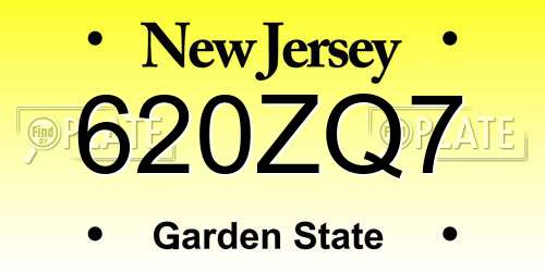 620ZQ7 New Jersey License Plate