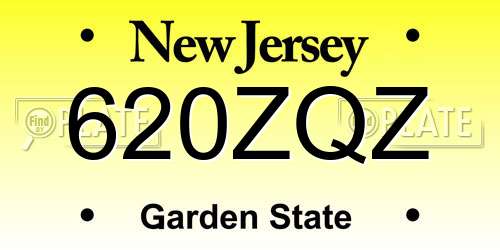 620ZQZ New Jersey License Plate