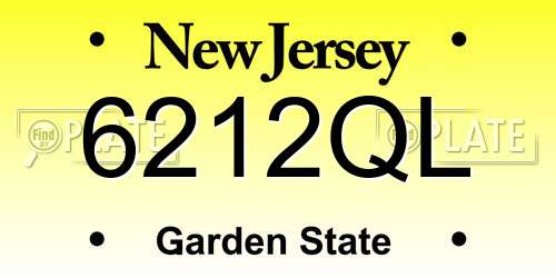 6212QL New Jersey License Plate