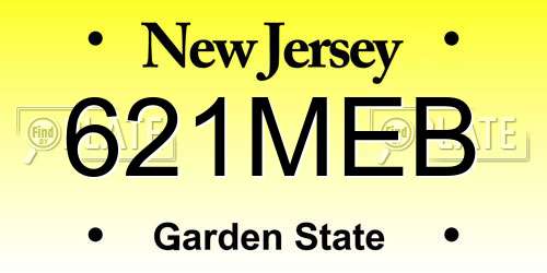 621MEB New Jersey License Plate