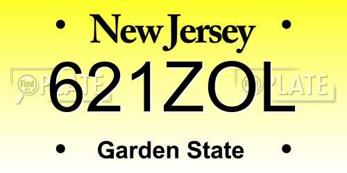 621ZOL New Jersey License Plate