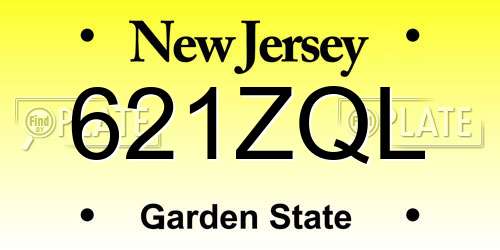 621ZQL New Jersey License Plate