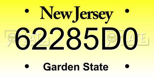 62285D0 New Jersey License Plate