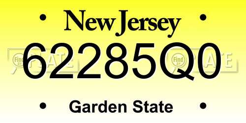 62285Q0 New Jersey License Plate