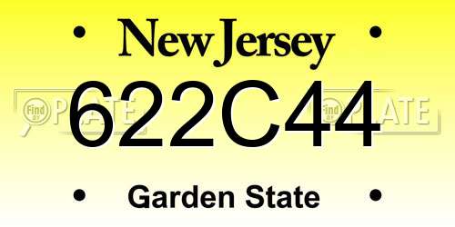 622C44 New Jersey License Plate