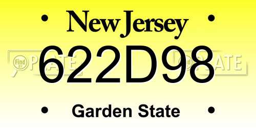 622D98 New Jersey License Plate