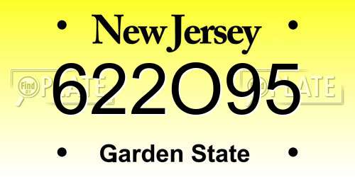 622O95 New Jersey License Plate