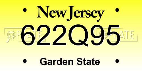 622Q95 New Jersey License Plate