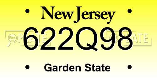 622Q98 New Jersey License Plate