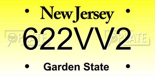 622VV2 New Jersey License Plate