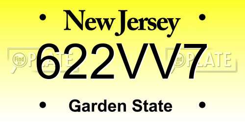622VV7 New Jersey License Plate