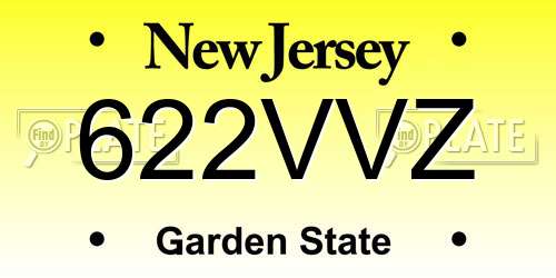 622VVZ New Jersey License Plate