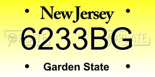 6233BG New Jersey License Plate