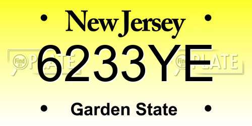6233YE New Jersey License Plate