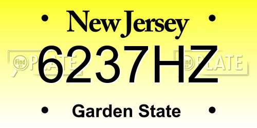 6237HZ New Jersey License Plate
