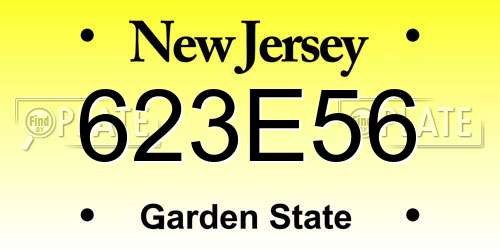 623E56 New Jersey License Plate