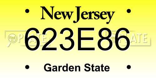 623E86 New Jersey License Plate