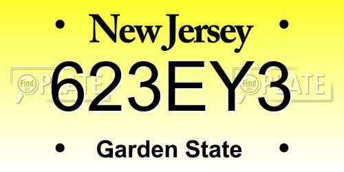 623EY3 New Jersey License Plate