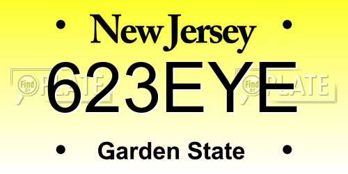 623EYE New Jersey License Plate