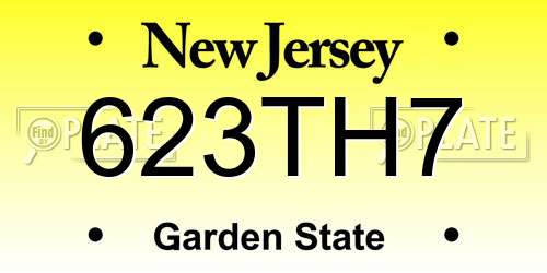 623TH7 New Jersey License Plate