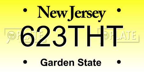 623THT New Jersey License Plate