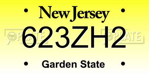 623ZH2 New Jersey License Plate