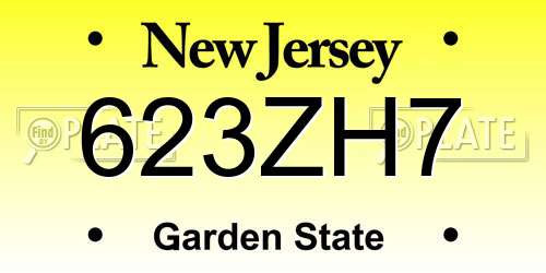 623ZH7 New Jersey License Plate