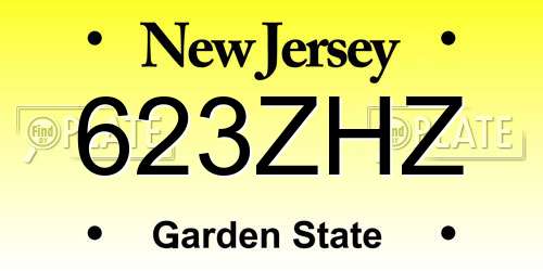 623ZHZ New Jersey License Plate
