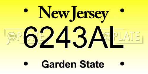 6243AL New Jersey License Plate