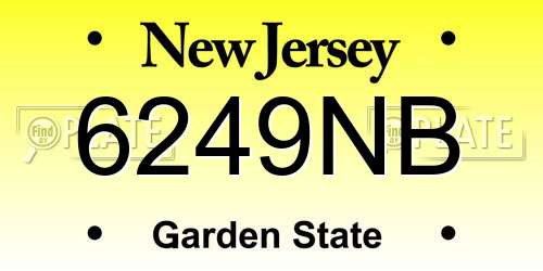 6249NB New Jersey License Plate