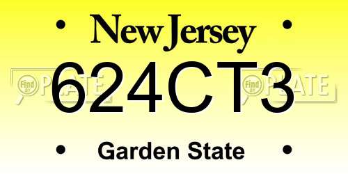 624CT3 New Jersey License Plate
