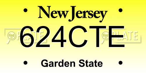 624CTE New Jersey License Plate