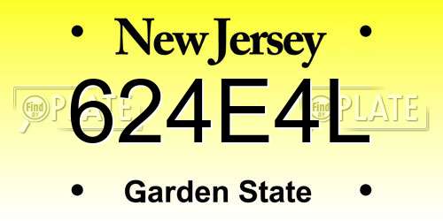 624E4L New Jersey License Plate