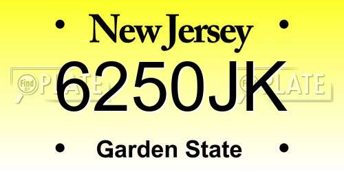 6250JK New Jersey License Plate