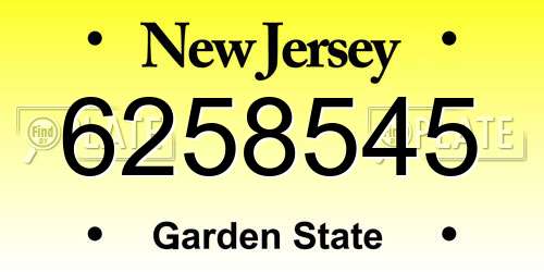 6258545 New Jersey License Plate
