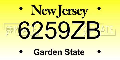 6259ZB New Jersey License Plate