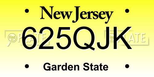 625QJK New Jersey License Plate