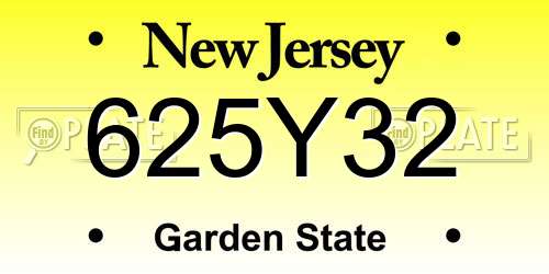 625Y32 New Jersey License Plate