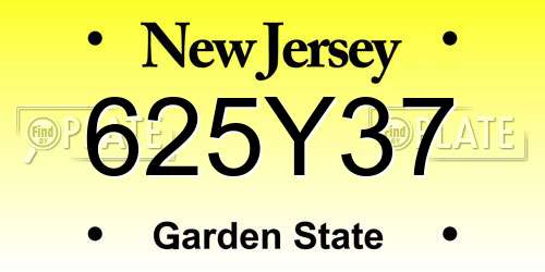 625Y37 New Jersey License Plate