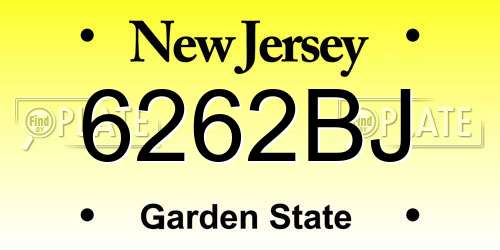 6262BJ New Jersey License Plate