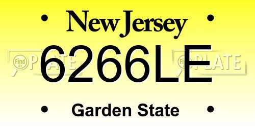 6266LE New Jersey License Plate