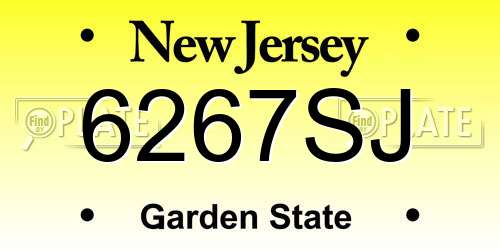 6267SJ New Jersey License Plate