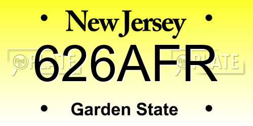 626AFR New Jersey License Plate