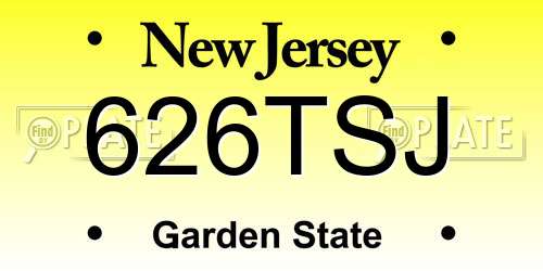 626TSJ New Jersey License Plate