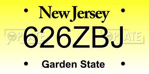 626ZBJ New Jersey License Plate