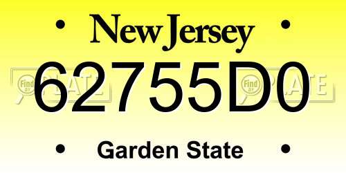 62755D0 New Jersey License Plate